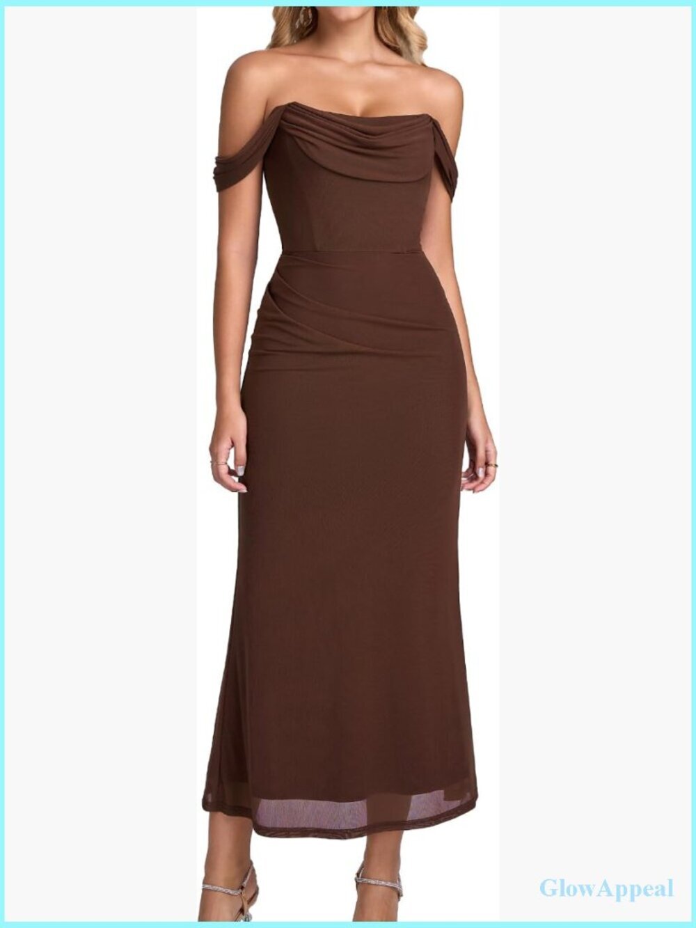 Off Shoulder Corset Maxi Dress Ruched Bodycon Formal Bridal Guest